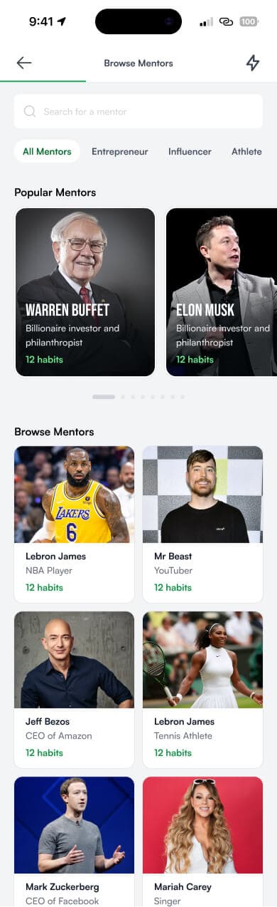 Browse Mentors Screen